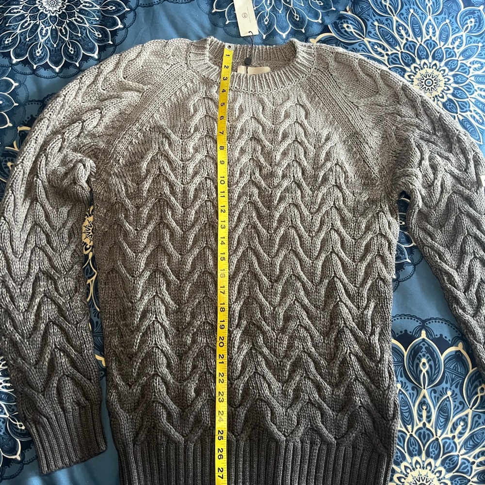 AG Ombré Grey Wool Cable Knit Sweater NWT Size M/L